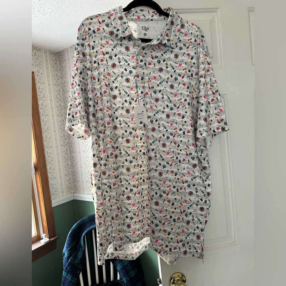 Men's Festival Patterned Polo Golf Shirt. XXL. NWT